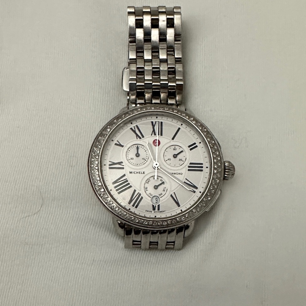 Michele watch with diamond bezel